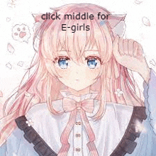 a girl with long pink hair and blue eyes is wearing a cat ear headband .