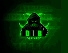 a logo for dib esport shows a person wearing a gas mask