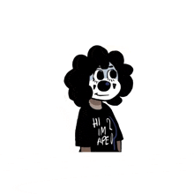 a cartoon character is wearing a shirt that says hi im 2 ape