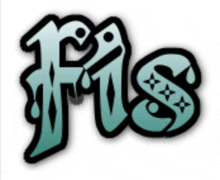 a drawing of the word fis with a black outline on a white background