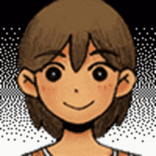 a cartoon drawing of a boy with brown hair smiling