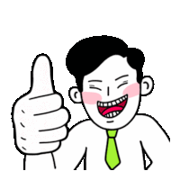 a cartoon man in a tie is giving a thumbs up sign .