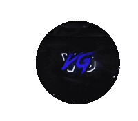 a black circle with a blue logo that says yjg