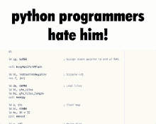 a poster that says " python programmers hate him " on it