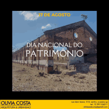 a poster for dia nacional do patrimonio with an old brick building