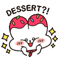 a cartoon drawing of a bunny with a heart shaped ice cream and the words dessert