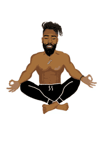 a shirtless man with a beard is meditating in a lotus position