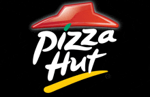 a pizza hut logo with a red hat on top