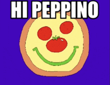 a drawing of a pizza with tomatoes and the words hi peppino