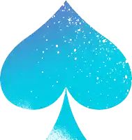 a blue spade on a white background with white dots