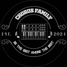 a logo for the chorus family with a keyboard and music notes