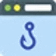 a fishing hook icon on a blue background .