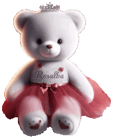 a teddy bear with the name rosalba written on it