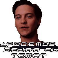 a sticker of a man with the words " podemos dejar el tema " written below him