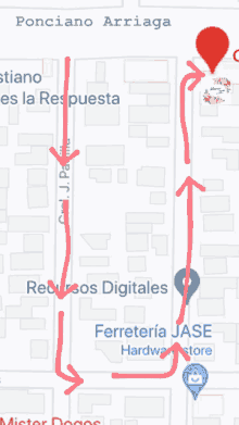 a map showing the location of ferreteria jase hardware store and recursos digitales