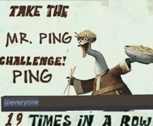 a poster that says " take the mr. ping challenge ping "