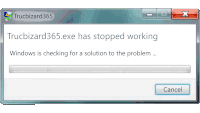 a window that says " trucbizard365.exe has stopped working "