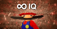 a cartoon of mario with a beard and the word iq on the top