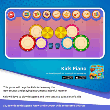 an advertisement for a kids piano app that is available on the google play app store