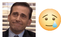 a man in a suit and tie is crying next to an emoji