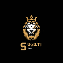 a logo for ugo.tj studio with a lion with a crown on it