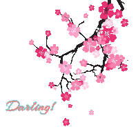 a cherry blossom tree branch with pink flowers and the words darling below it