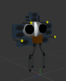 a 3d model of a robot with speakers on it