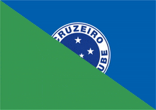 a blue and green flag with the word cruzeiro in the center