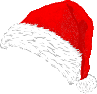 a red santa hat with a white furry trim on a white background