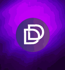 a purple background with a white letter d in the center