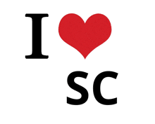 a sign that says i love sc with a heart in the middle