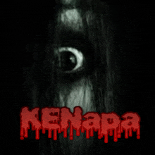 a black and white photo of a person 's face with the word kenapa in red