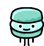 a cartoon drawing of a macaron with a face and a smile .