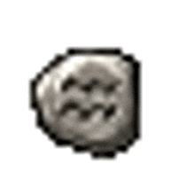 a pixel art image of a rock with a face on it .