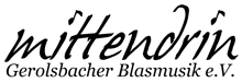 a black and white logo for mittenorin gerolsbacher blasmusik e.v