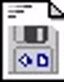 an icon of a floppy disk with arrows pointing to the left and right