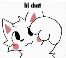 a drawing of a cat with the words hi chat on the bottom