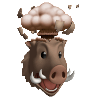 a cartoon of a boar with a mushroom coming out of it 's head