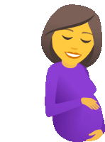 a cartoon of a pregnant woman in a purple shirt