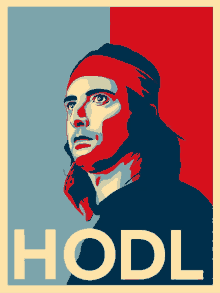 a poster with a man 's face and the word hodl