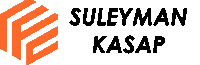 a logo for suleyman kasap with an orange and white hexagon