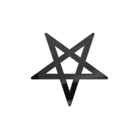 a black pentagram with a v in the middle