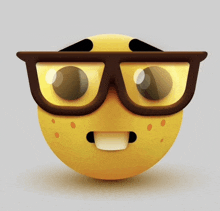 a cartoon smiley face wearing glasses and a beard