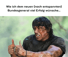 a man giving a thumbs up with the words wie ich dem neuen bundesgeneral viel erfolg wünsche