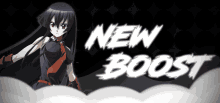 a black background with a girl and the words " new boost "