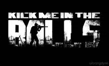 a black and white image of a man holding a gun with the words `` kick me in the polis '' .