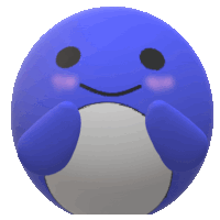 a blue ball with a face and a smile on it