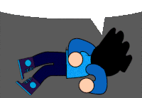 a cartoon of a person laying on their back with a speech bubble