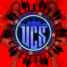 a blue ucs logo with a crown in the center