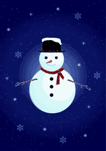 a snowman with a top hat and scarf